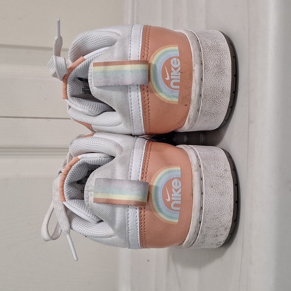 Nike "Court Borough 2" low casual sneakers - 6Y - peach/white canvas/leather - Picture 4 of 10